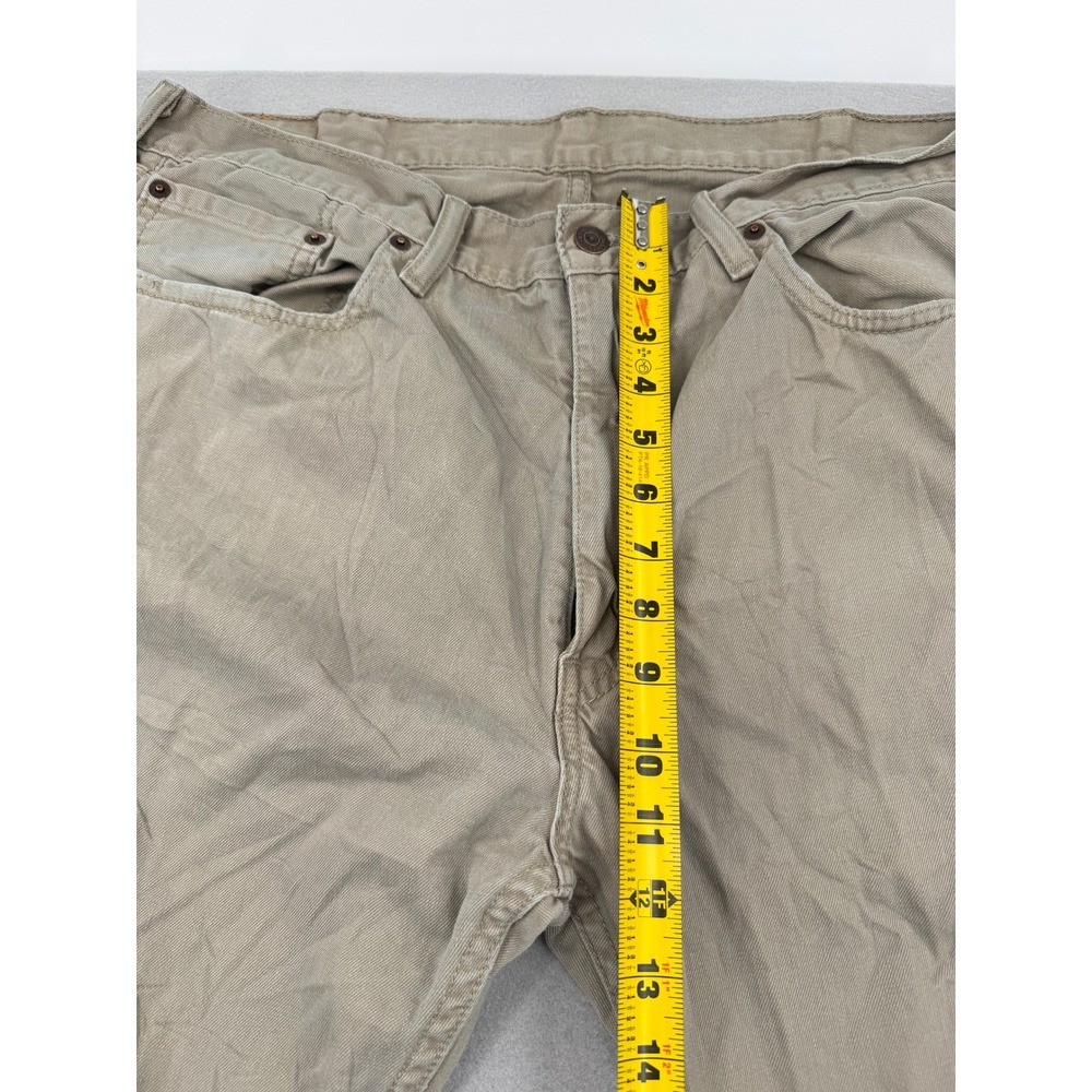 Distressed Levis 505 Regular Fit Khaki Tan Cotton Jeans Mens 38x34 (38x33) - Picture 8 of 13